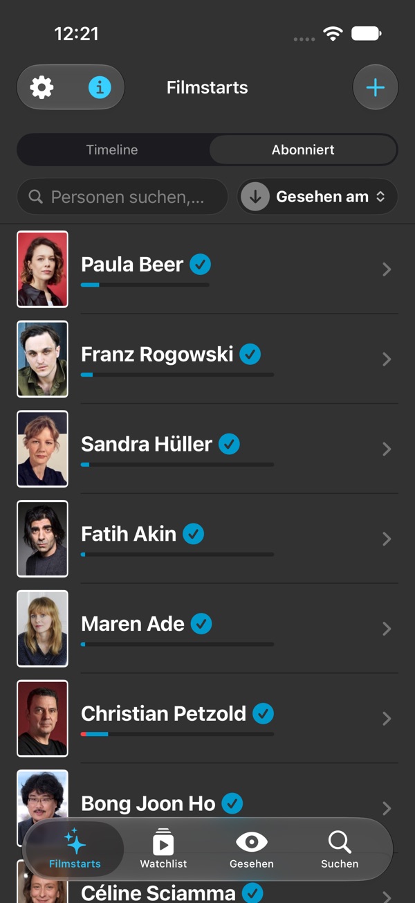Filmstarts der Personen, denen du folgst