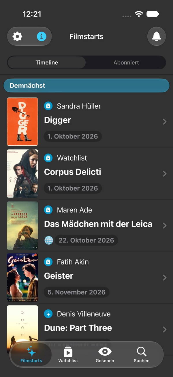 Kommende Filmstarts
