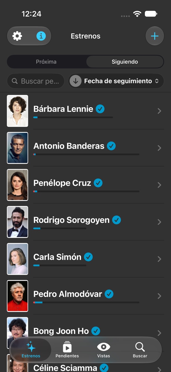 Estrenos de los actores y directores que hayas elegido