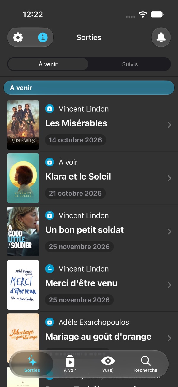 Sorties à venir
