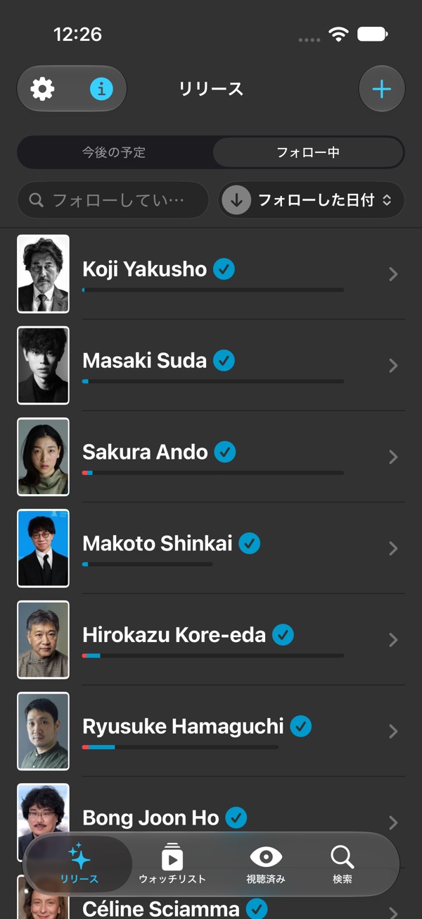 選択した俳優や監督の出演作品