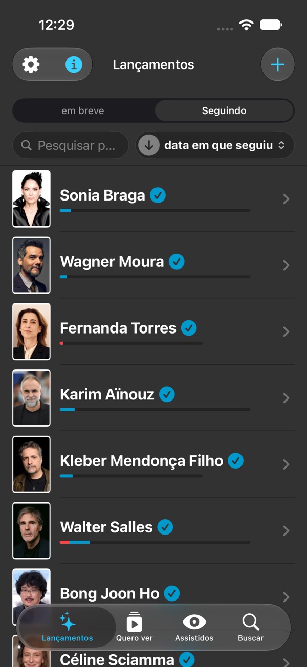 Lançamentos dos atores e diretores que você escolheu