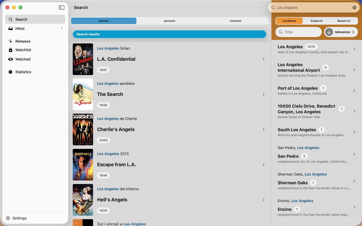 Search results