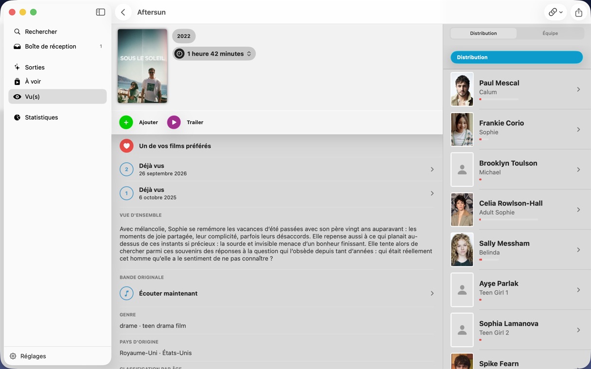 Page du film