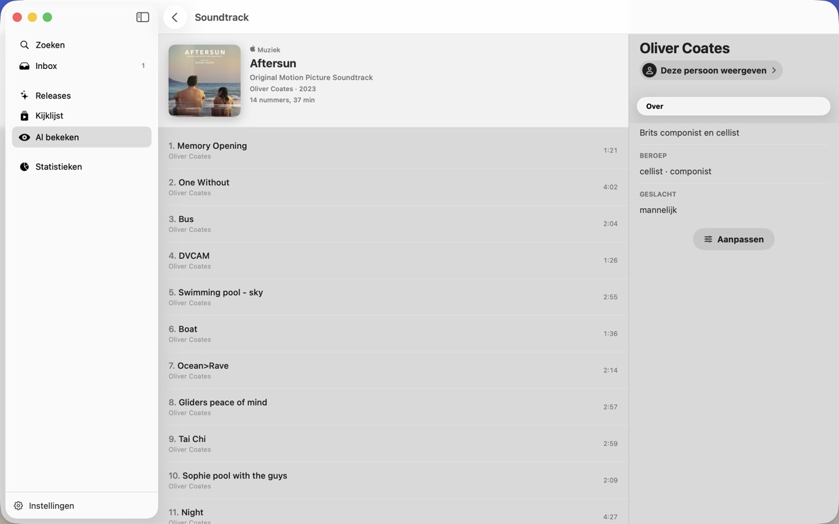 Filmpagina met de soundtrack