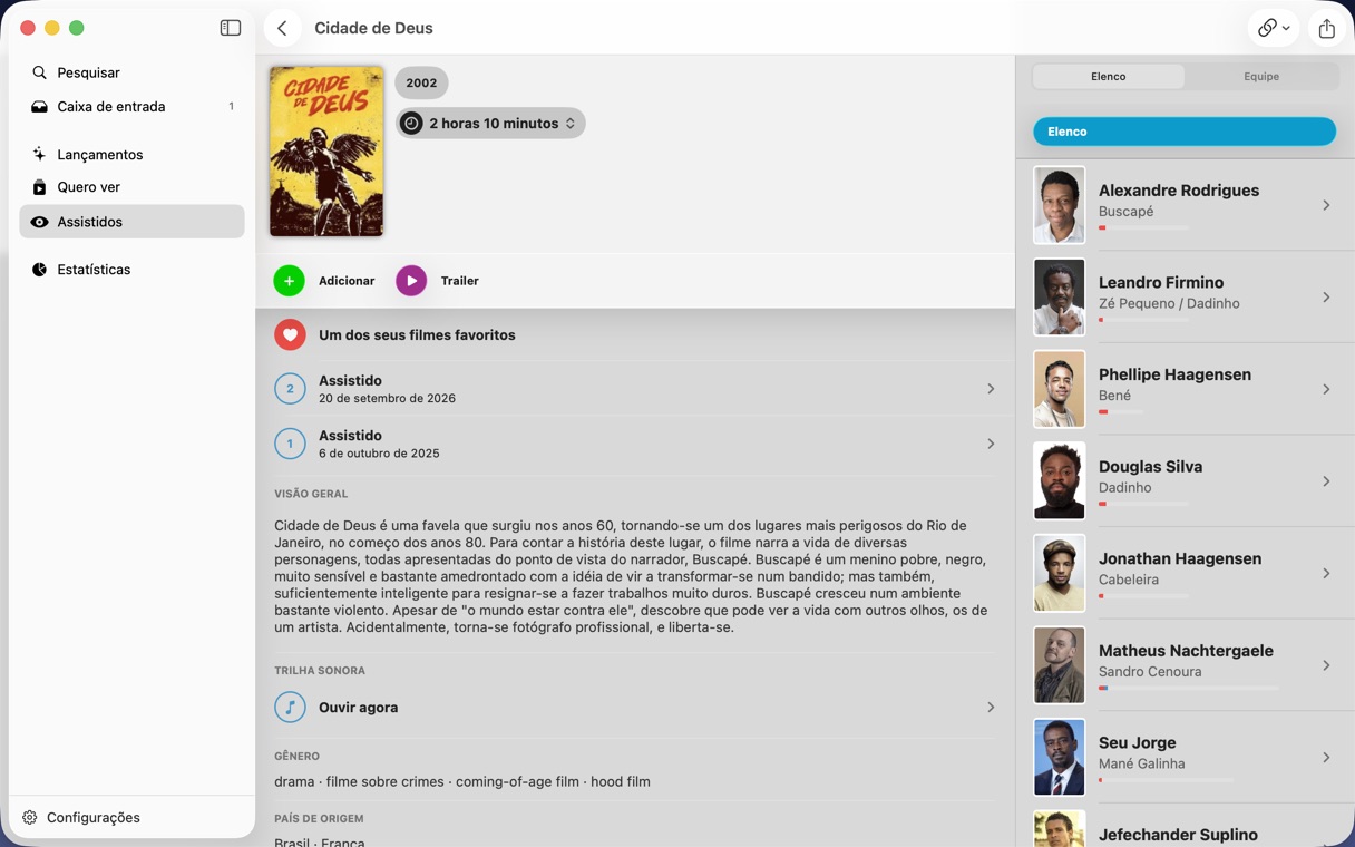 Página do filme