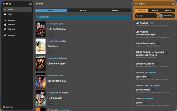 Search entity results dark
